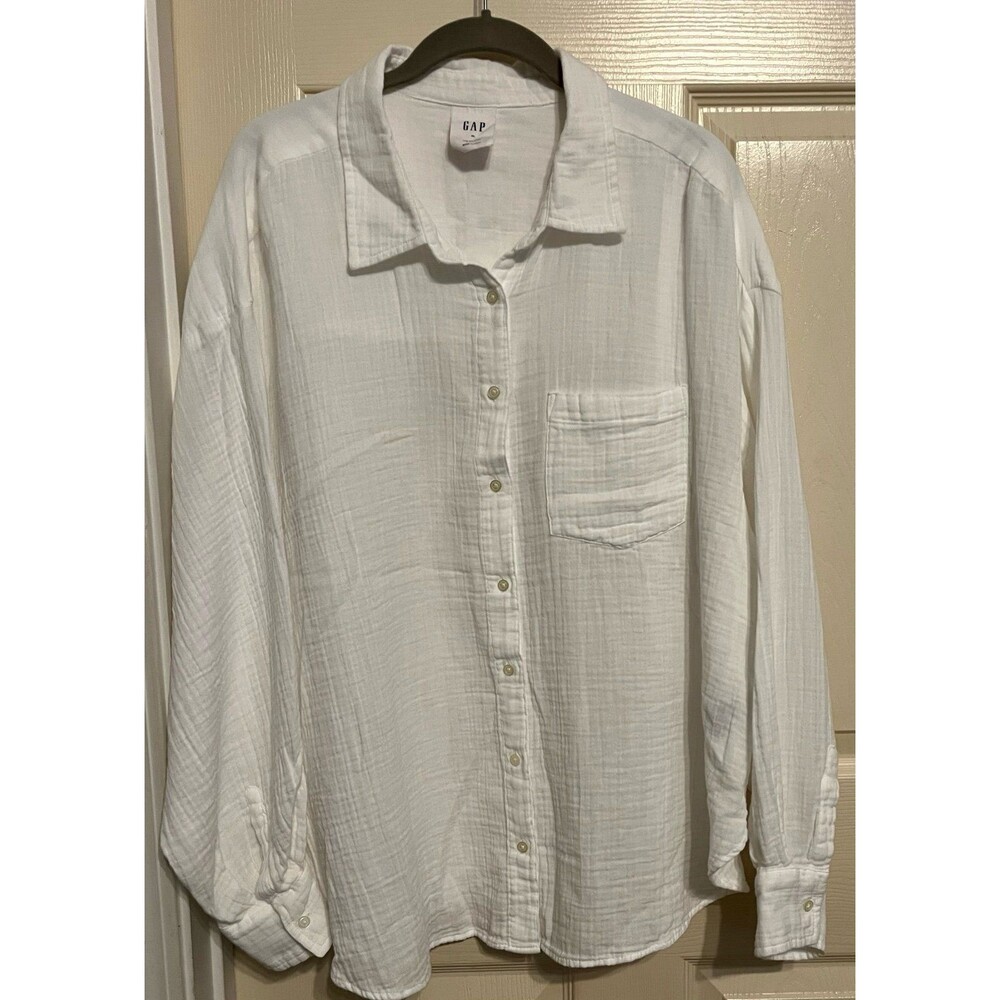 GAP The Big Shirt White Double Gauze Button Down Women's XL